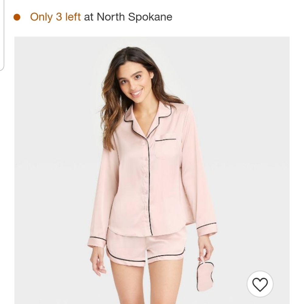 Women's 3pc Satin Long Sleeve Notch Collar Top and Shorts Pajama Set with Eye Ma